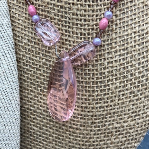 As Is Necklace Lot DIY Craft Purple Moonstone Pendant Pink Teardrop Barbie Retro - Picture 3 of 8